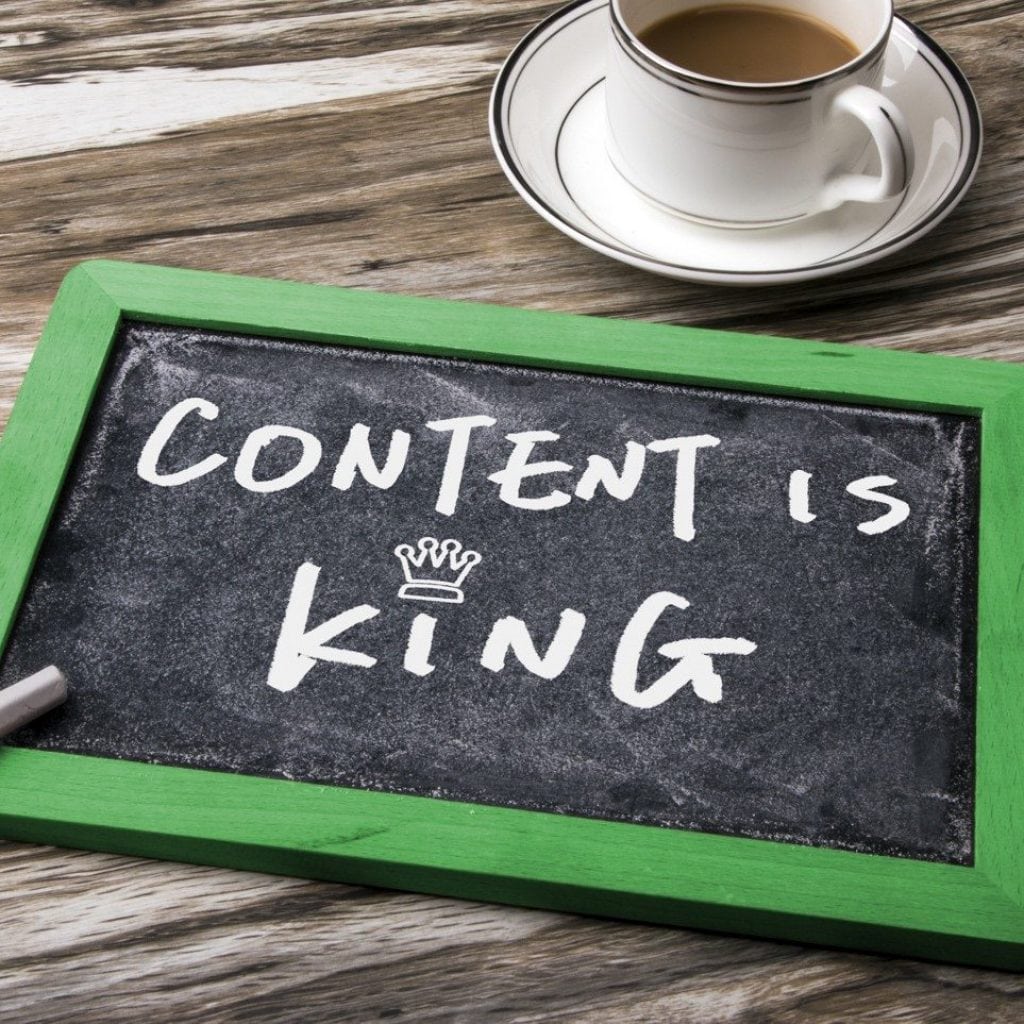 Chalkboard with "Content is King" written on it